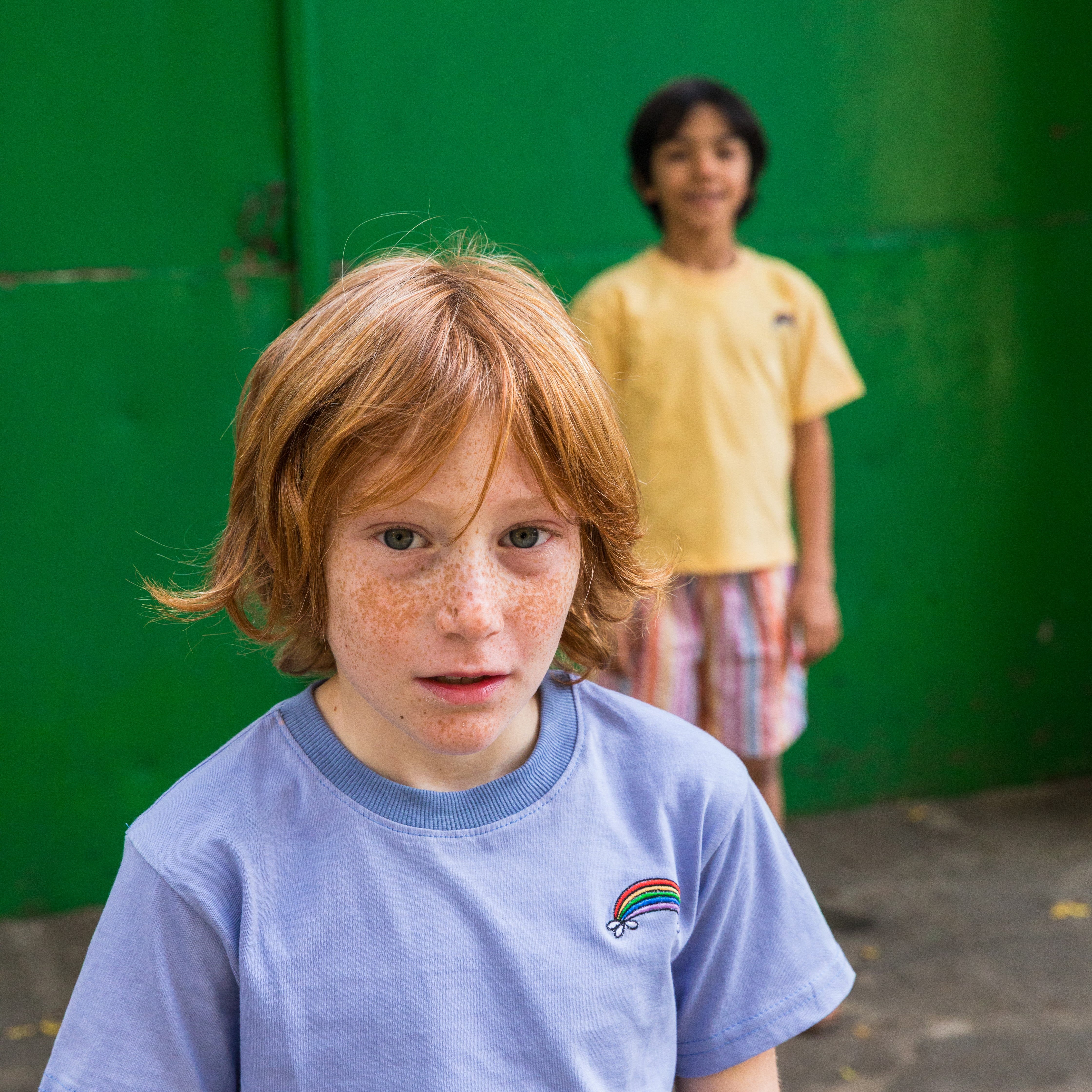 Blue T-shirt and Rainbow Shorts Set - piglo kids