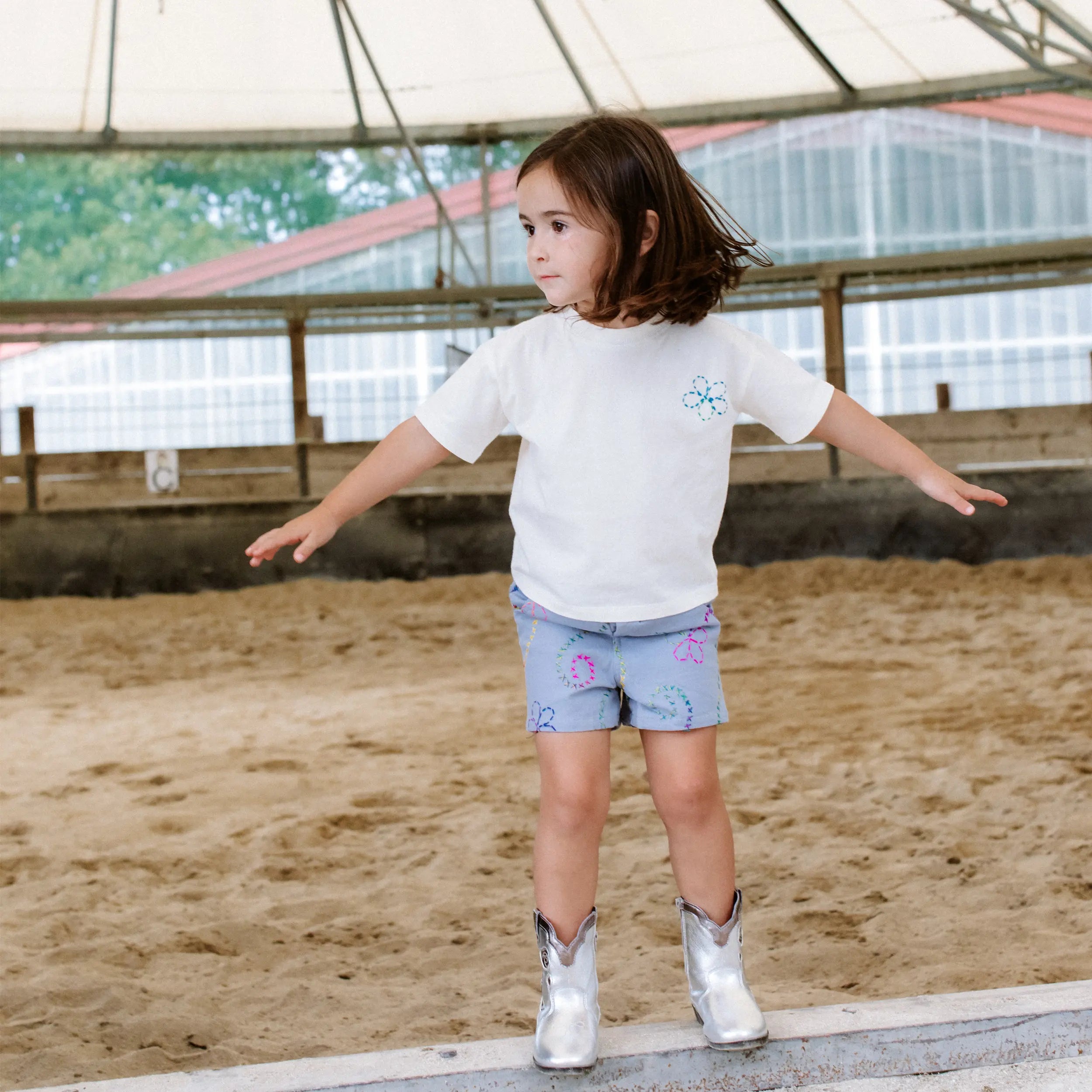 Color Jardin T-Shirt & Blue Denim Bermuda Shorts Set