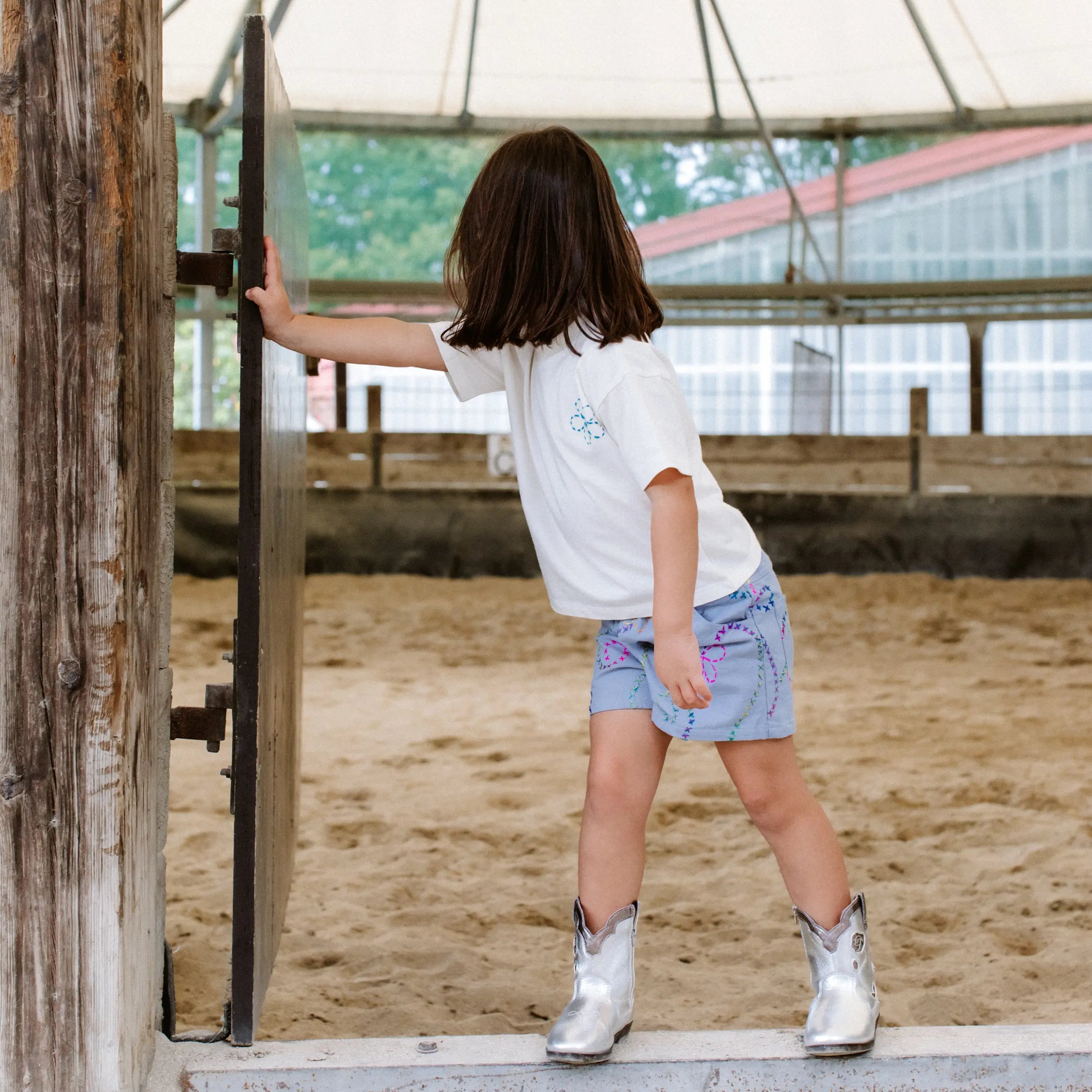 Color Jardin T-Shirt & Blue Denim Bermuda Shorts Set