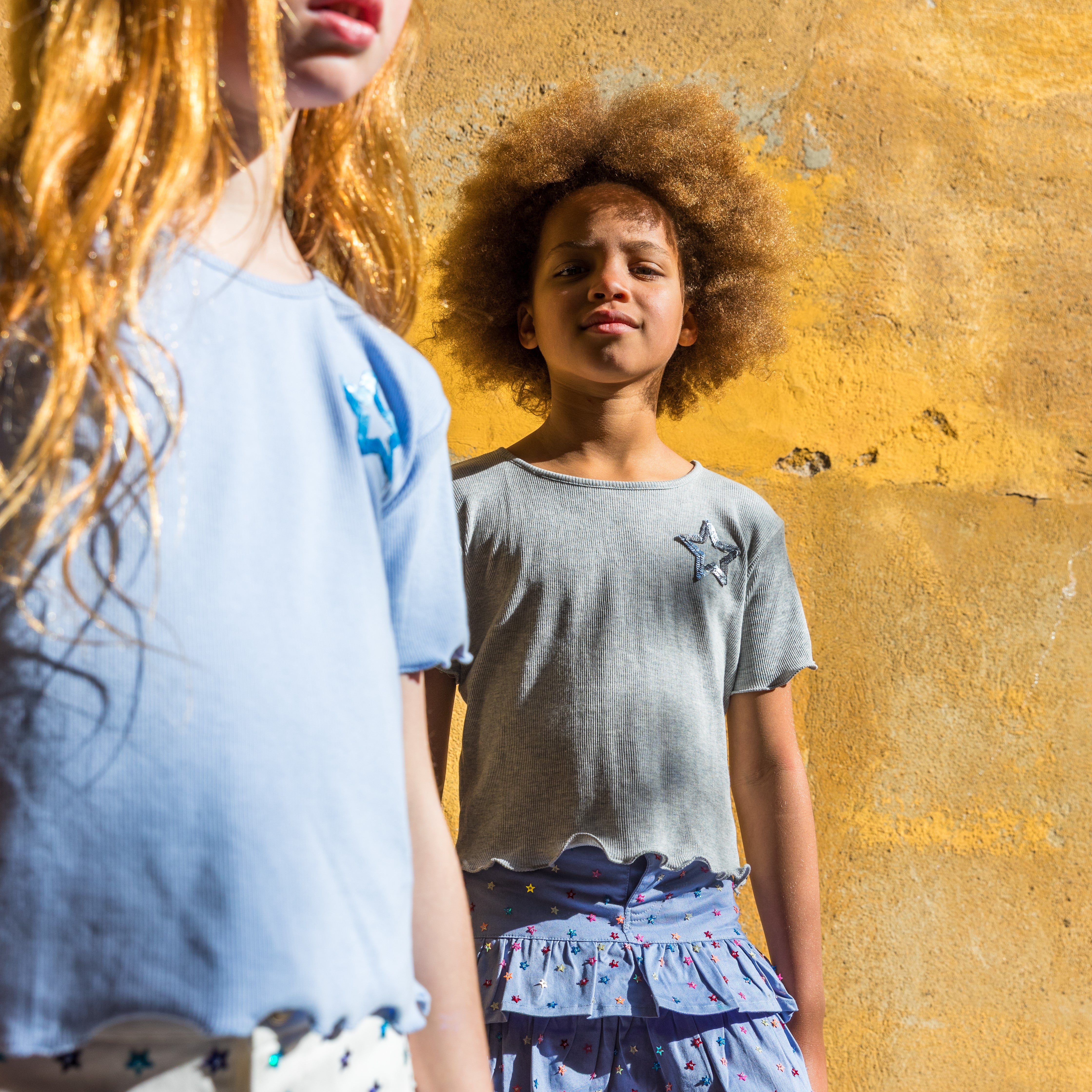 Blue Sequin Stars Denim Skort - piglo kids