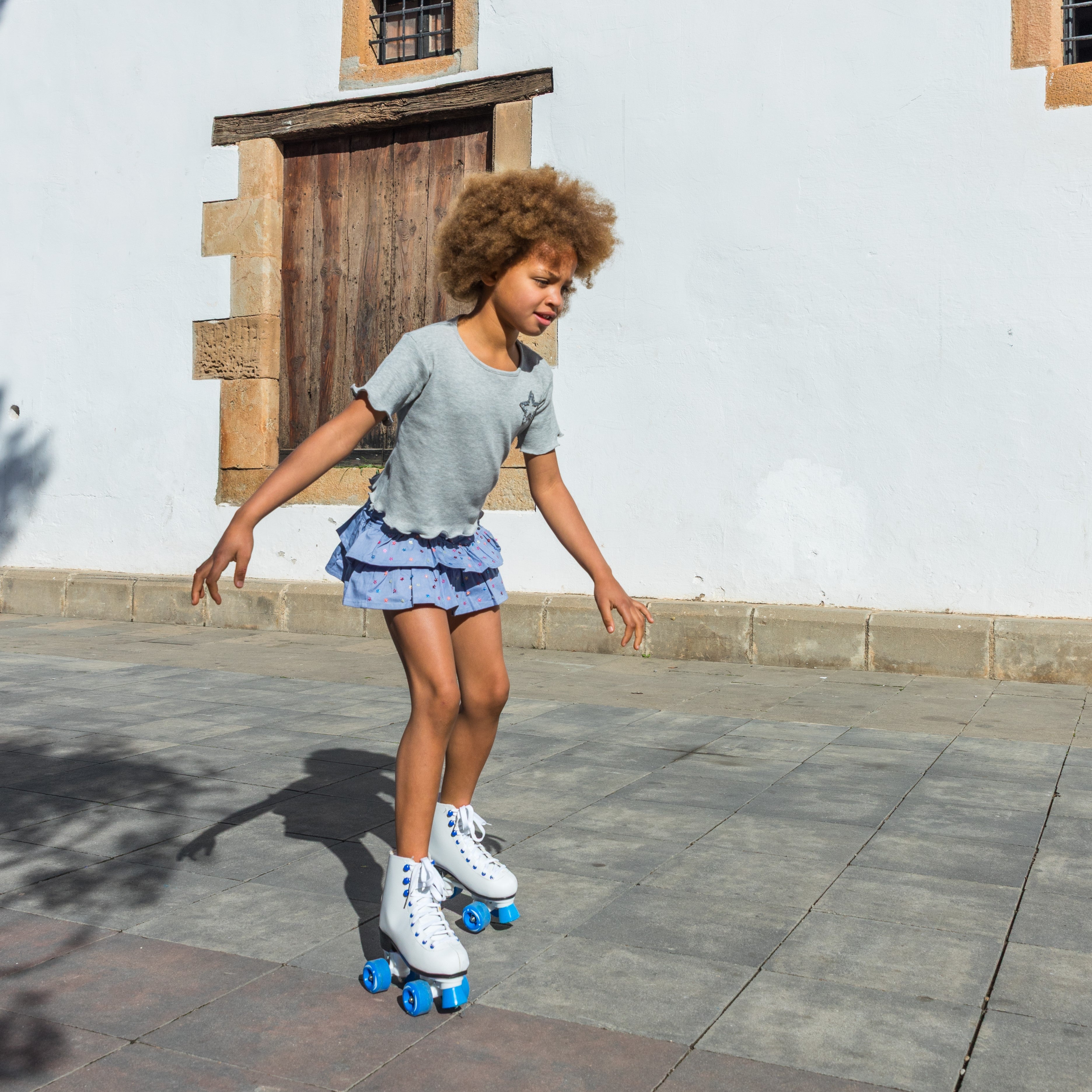 Blue Sequin Stars Denim Skort - piglo kids