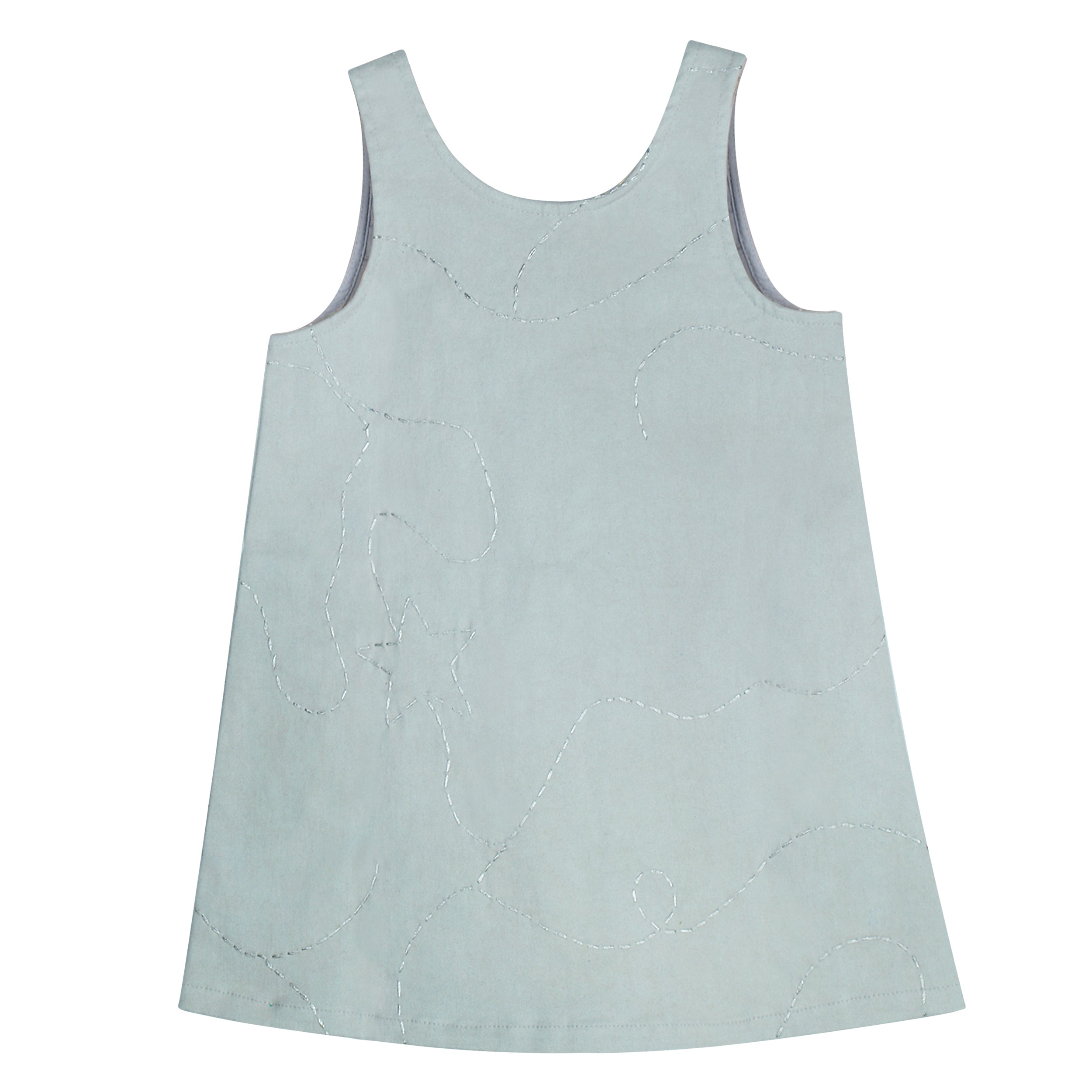 Grey Twinkle Stars Denim Dress - piglo kids