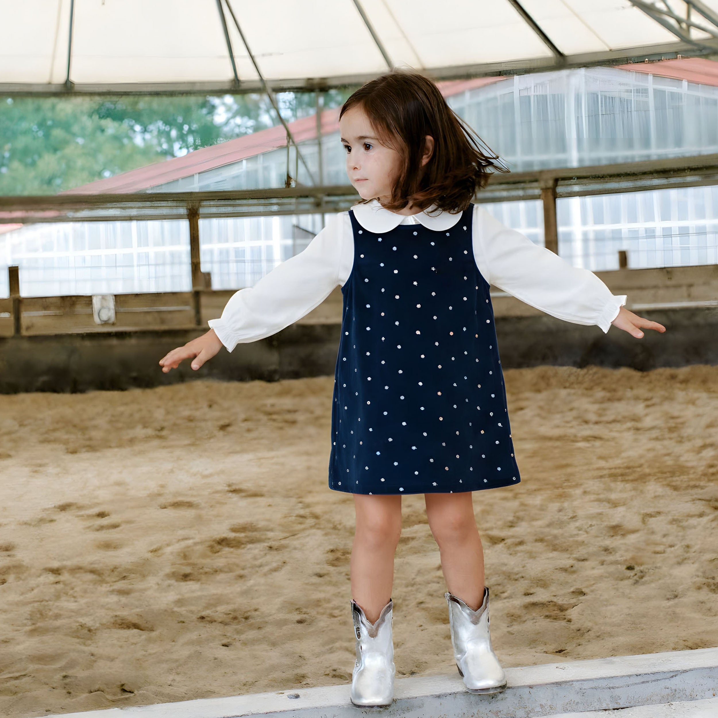 Navy Sequin Velvet Dress - piglo kids