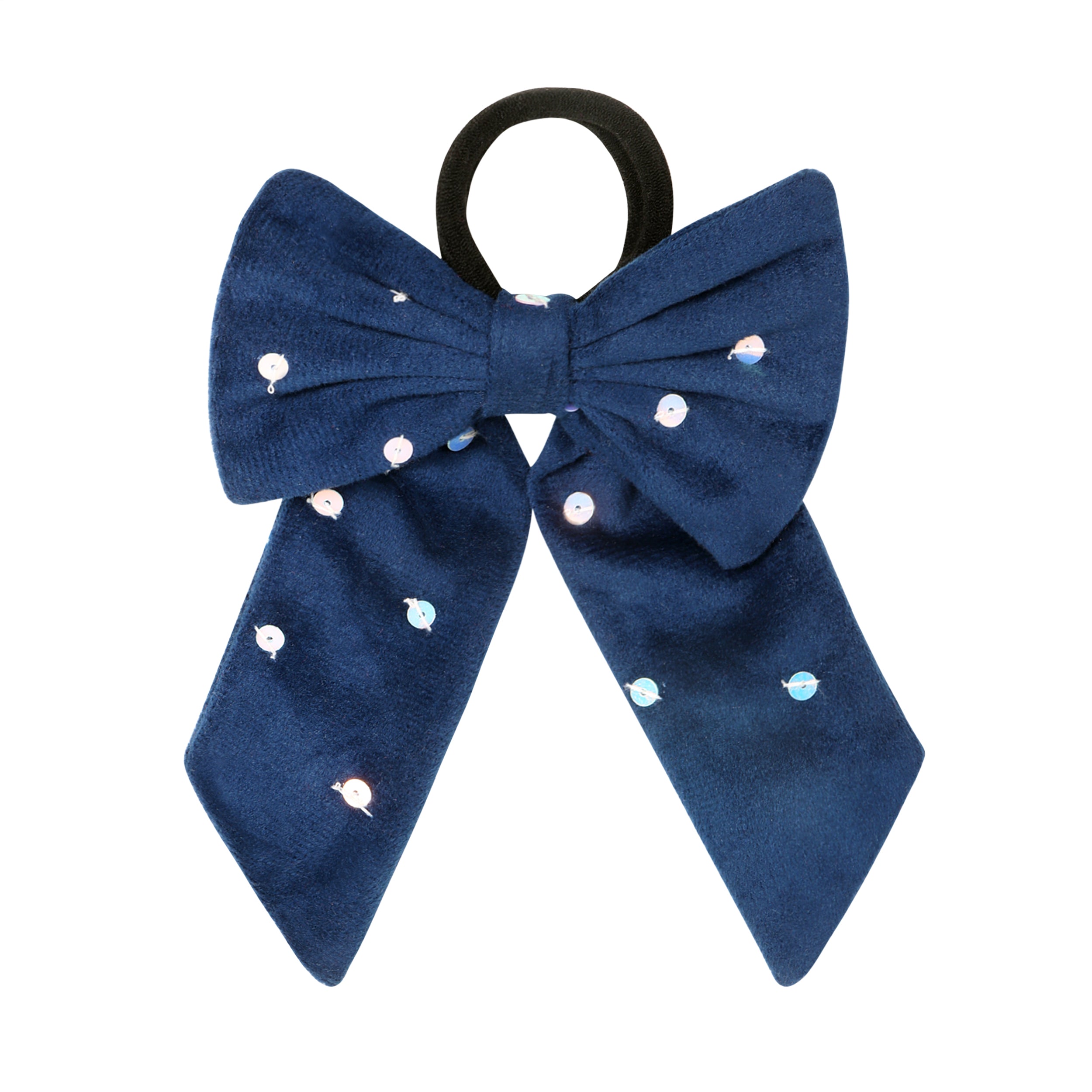 Navy Sequin Velvet Bow - piglo kids