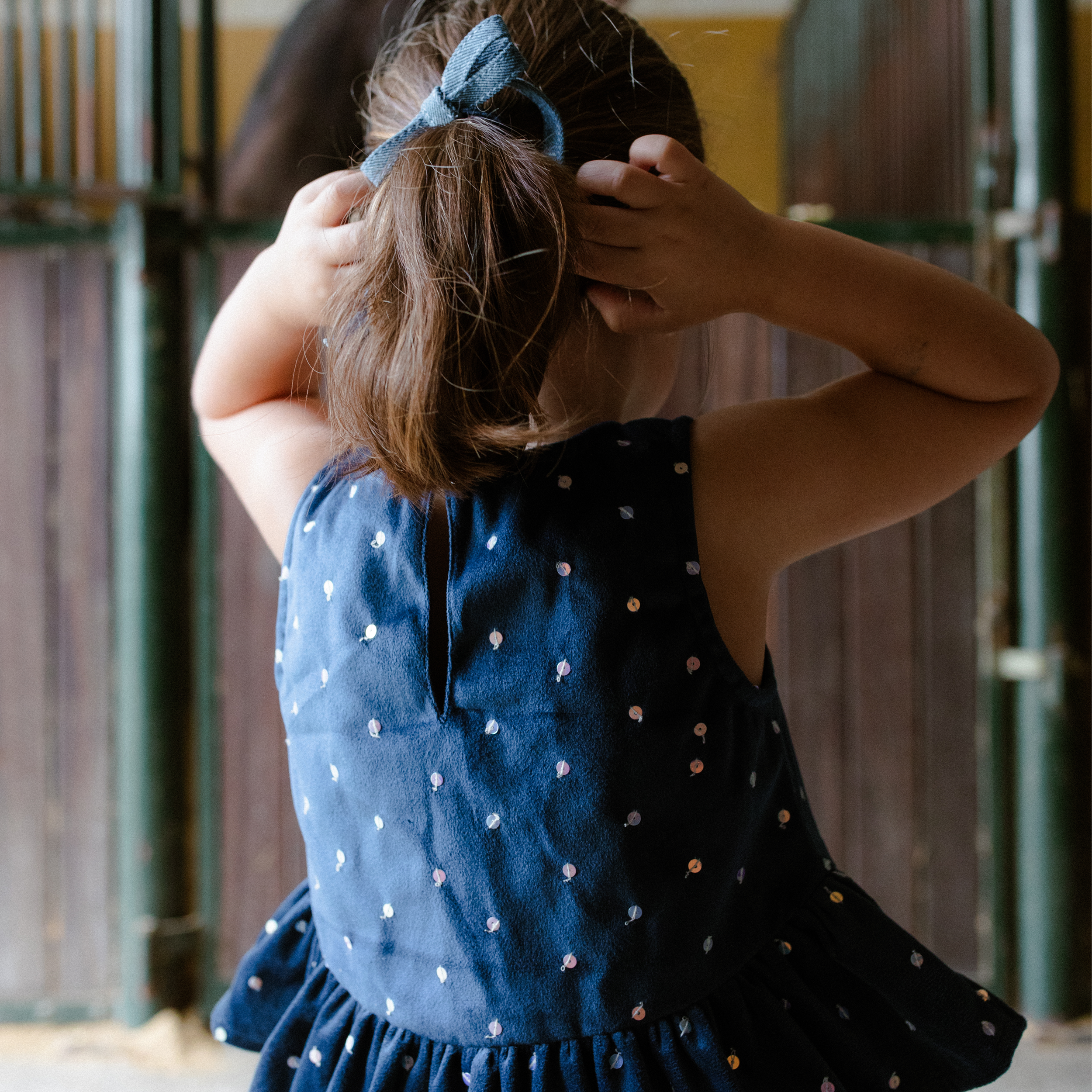 Navy Sequin Velvet Top & Skirt Set - piglo kids