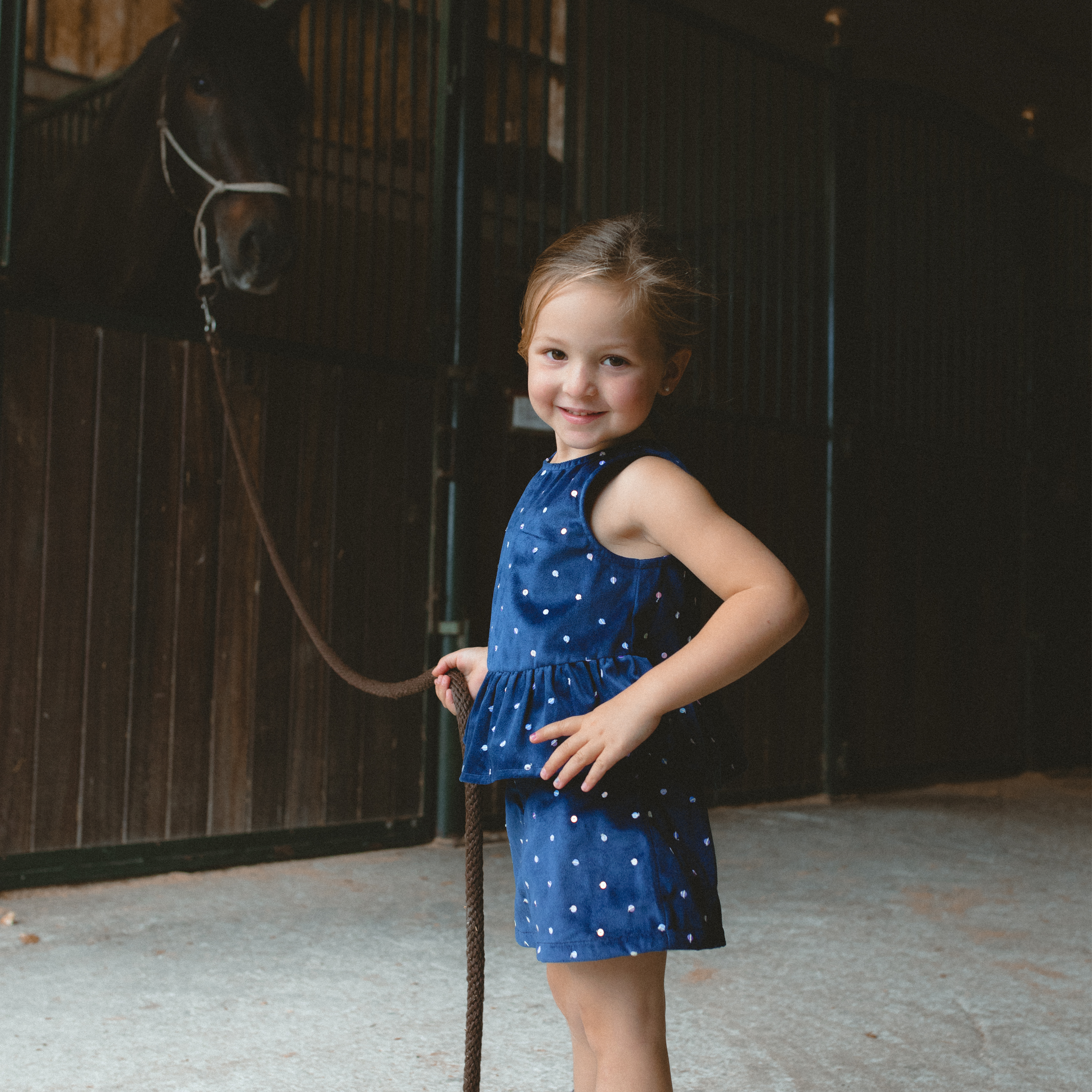 Navy Sequin Velvet Top & Skirt Set - piglo kids