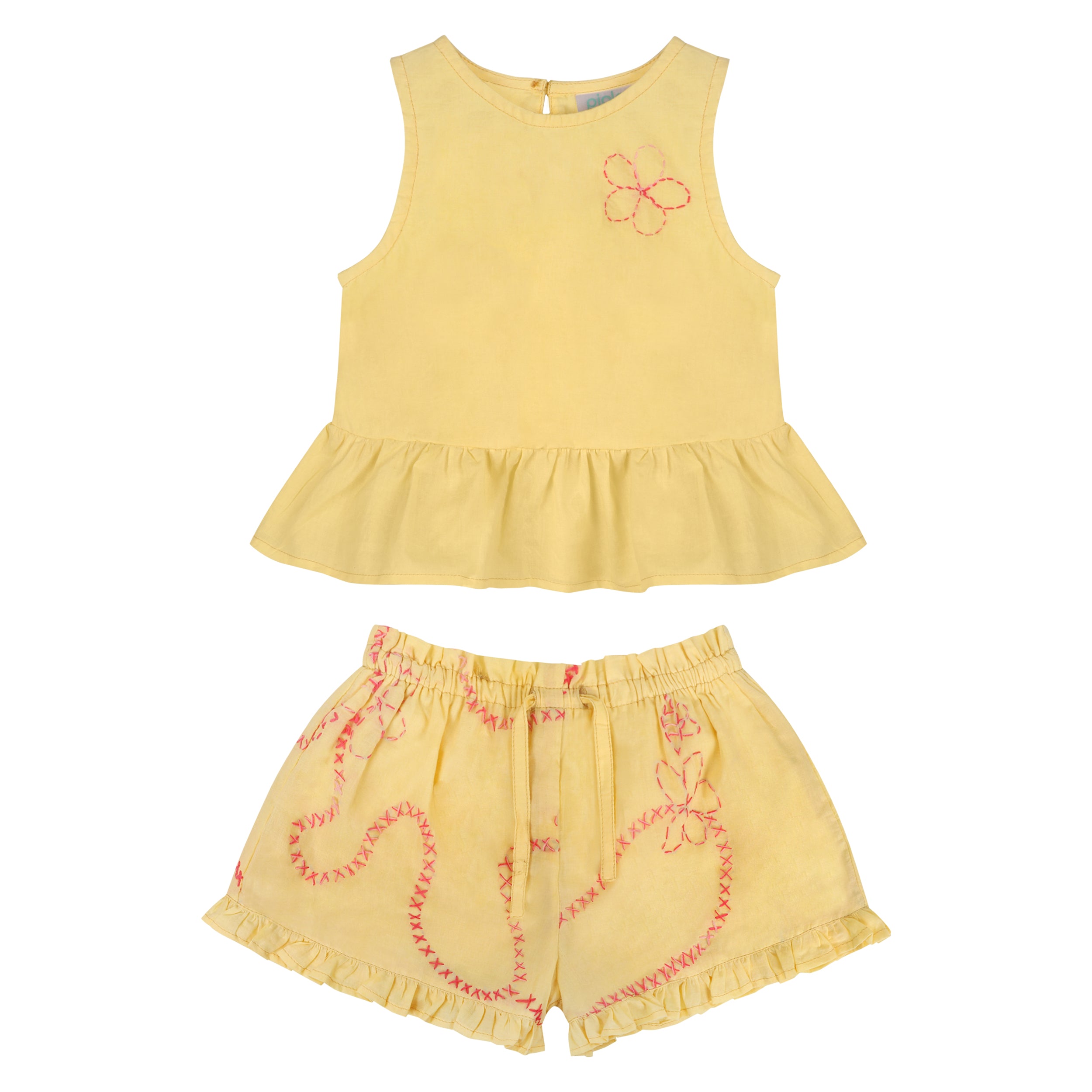 Yellow Color jardin Top and Shorts Set - piglo kids