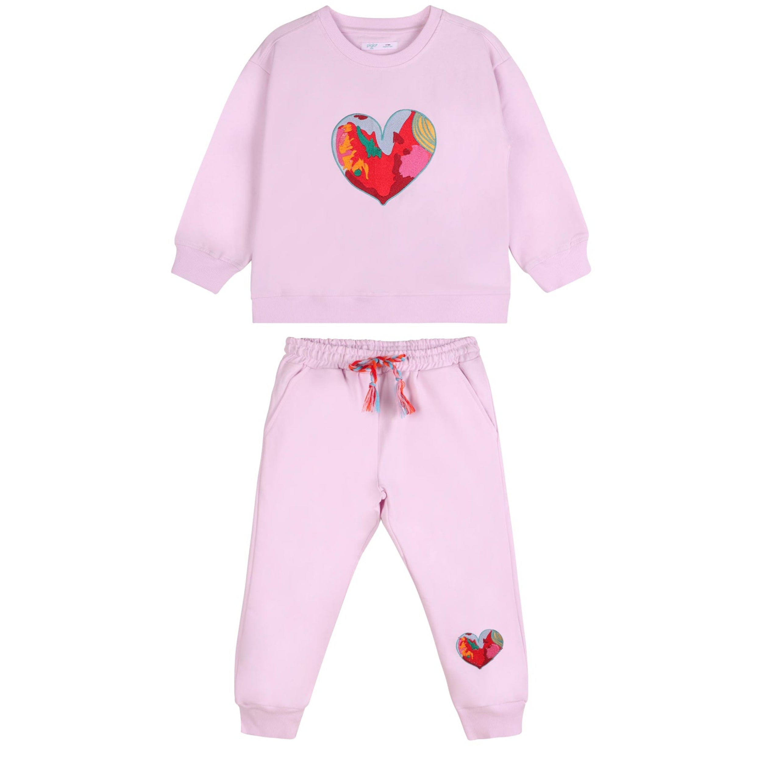 Pink Happy Heart Sweatshirt & Sweatpants Set - piglo kids