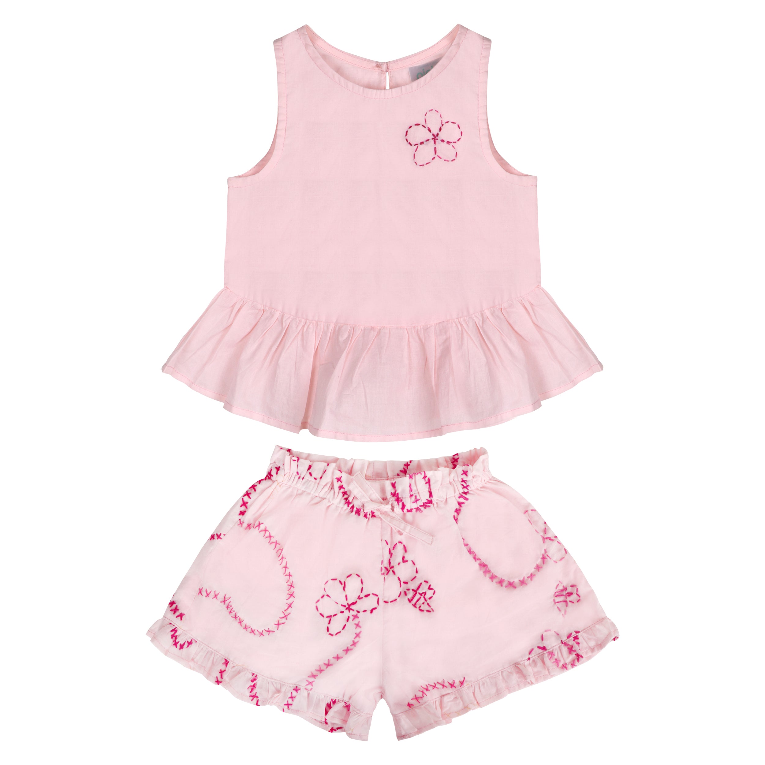 Pink Color jardin Top and Shorts Set - piglo kids