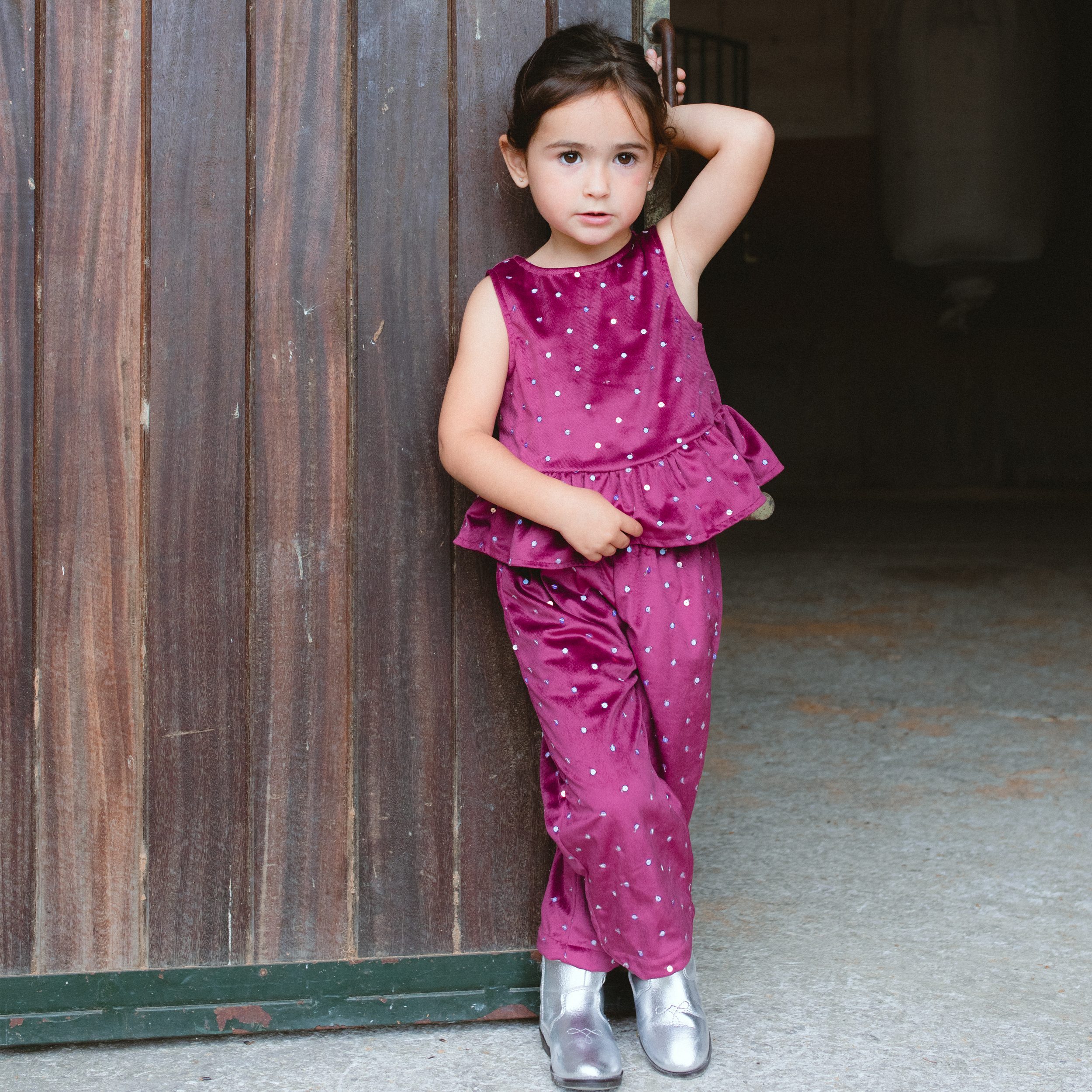 Red Sequin Velvet Top & Pants Set - piglo kids