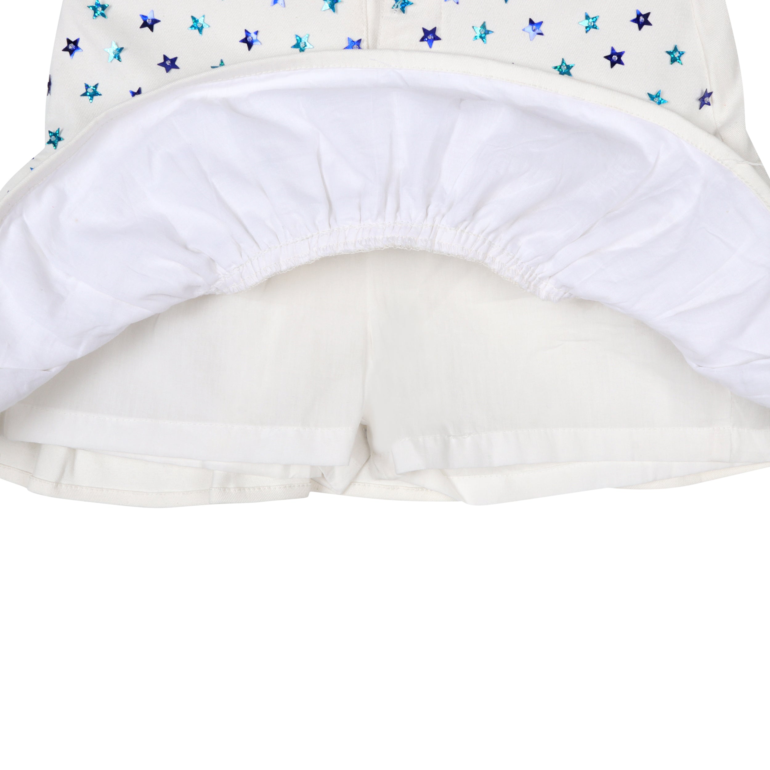 White Sequin Stars Denim Skort - piglo kids